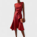 Dames Elegante Asymmetrische Midi Jurk