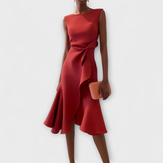 Dames Elegante Asymmetrische Midi Jurk