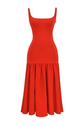 Sanne | Midi Jurk Met Ruches Voor Dames