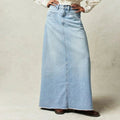 Dames Maxi Denim Rok Met Hoge Taille En Tijdloos Design