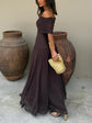 Dames Elegante Off-Shoulder Chiffon Maxi-Jurk