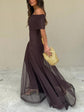 Dames Elegante Off-Shoulder Chiffon Maxi-Jurk