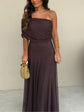 Dames Elegante Off-Shoulder Chiffon Maxi-Jurk