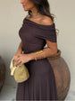 Dames Elegante Off-Shoulder Chiffon Maxi-Jurk