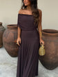 Dames Elegante Off-Shoulder Chiffon Maxi-Jurk