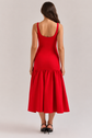 Sanne | Midi Jurk Met Ruches Voor Dames