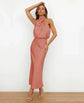 Dames Satijnen Halter Midi Jurk