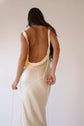 Dames Elegante Satijnen Maxi-Jurk Met Open Rug